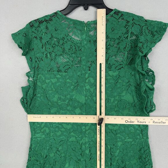 Ralph Lauren Dress Womens 14 Green Lace Flutter Sleeve Party Floral Romantic LRL - Picture 10 of 14
